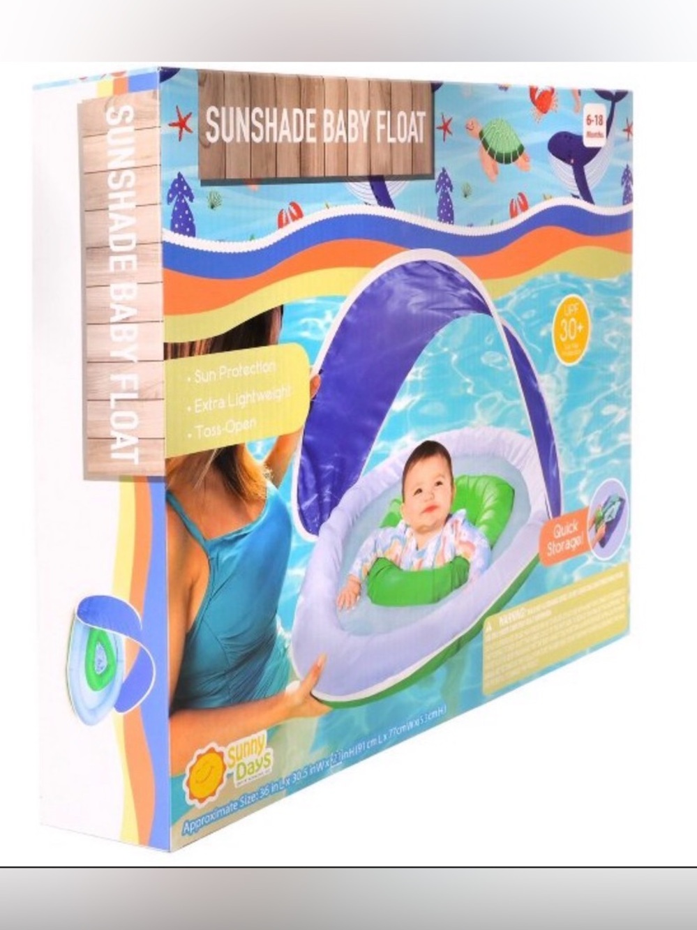❤️Kids Blue & Green Inflatable Splash Pool with Sun Canopy - Picture 4 of 6